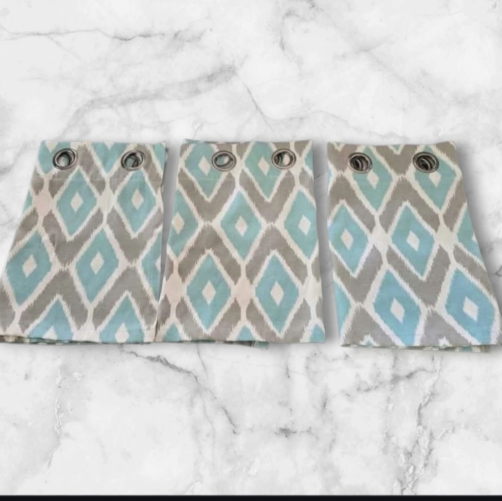 Madison Park Aqua and Gray Diamond Curtains Panels